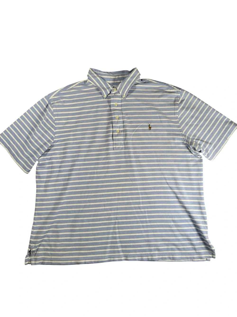 Ralph Lauren Striped Knit Oxford Polo Shirt Men’s 2xl Blue White Pony Logo